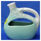 Mid Century Turqouise Drip Glaze Pitcher Planter