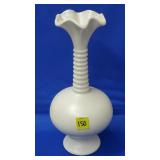 Royal Haeger #4043 White Glaze Ruffled Vase - MCM