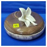 Royal Haeger R431 Brown Candy Dish w/ Lily Handle