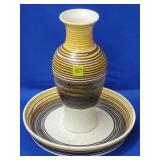 Royal Haeger Gold Laze Drip MCM Vase & Plate