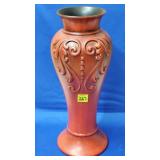 Royal Haeger Red Sculptural Relief Vase - 14 7/8'H