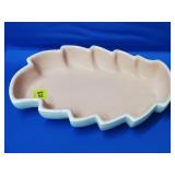 Royal Haeger Shallow Leaf White & Pink Tray Bowl