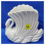 Royal Haeger R713 Ivory Swan Planter Vase -MCM
