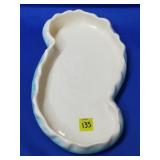 Royal Haeger White Drip Glaze Blue Console Bowl