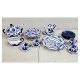 Large BLue & White Floral China Dinnerware