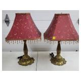 Pair of Brass Lillypad Table Lamps