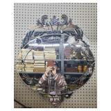 Venetian Style Etched Wall Mirror w/ Floral Crest