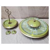 MCM Lazy Suzan w/ Glass Divider Dishes, Condiment