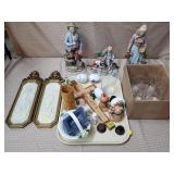 Pair of Old Farmer Porcelain Statues, Crosses,