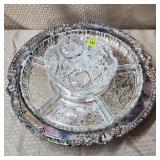 Crystal & Silverplated Lazy Suzan Tray