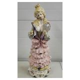 27' H Italian Capodimonte Victorian Lady Porcelain