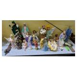 Large Lot of Nativity Ceramic Angels, Religious