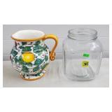 Italian Pottery Handpainted PItcher & Vtg Art Deco