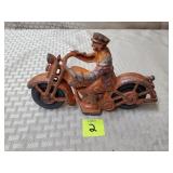 1930s HubleyUSA Cast Iron Orange Patrol Motorcycle