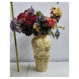 Large Floral Floor Vase w/ Flower Arrangement