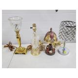 Lot of 4 Brass, Crystal & Nativity Table Lamps