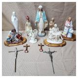 Lot of Assorted Religious Statues & Crucifixes