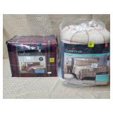 Cuddl Duds Blue/Red Plaid Queen Sheet Set,