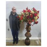 Large Cherub Pedestal Planter w/ Floral Arrangemet