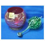Indian Rub Cut to Clear Glass Bowl Vase &