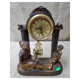 Decorative Figural Mantel Clock w/ Pendulum