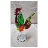 11 3/8' H Art Glass Rooster Statue