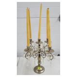 Silverplate Table Top Candlabra w/ Crystal Prisms