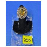 German Silver Citrine Ring - Size 9