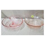 Lot of 2 Pink Depression Glass Bowls