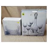 Boxed Crystal Decanter & Winte Glass Set