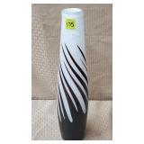Large Art Glass White & Brown Swil Vase