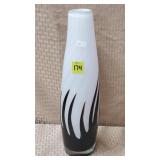 Large Art Glass White & Brown Swirl Vase