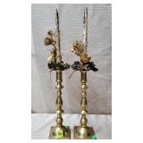 Pair of Brass Candlesticks w/ Candles