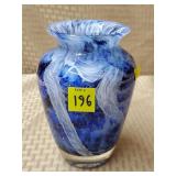 Signed Adrean Fors Studio Cobalt Art Glass Vase
