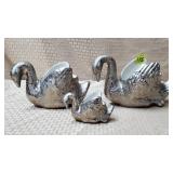 Set of 3 Dixon Art Studios Silver Swan Planters