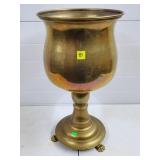 Large Brass Pedestal Urn Planter w/ Lion Paw Feet
