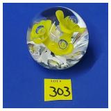 Floral Poppy Style Art Glass Paperweight