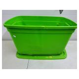 Green Tote w/ Assorted Table Cloths & Linens