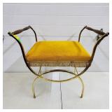 Hollywood Regency Brass Vanity Bench
