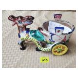 Mid Century Italian Ceramic Donkey Cart Planter