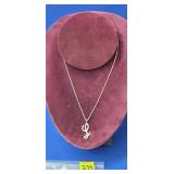 .925 Sterling Pendant 7 Chain Necklace 16'