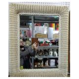 Large White Wicker Mirror