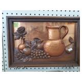 Vtg Hammerd Copper Still Life Fruit & Pitcher Art