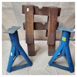 Pair of Blue Jack Stands & Small Plumbing Horses