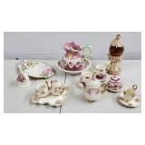Victorian Style Roses Teapot & Assorted Dishware