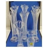 Vtg Ruffled & Bud Clear Vases Lot