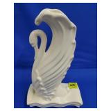9 1/2" H White Glaze Swan Planter