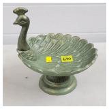 7" H Cast Iron Peacock Bird Bath