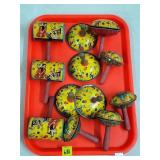 Lot of Vintage Metal Toy MFG Co. Tin Noisemakers