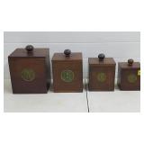 Set of 4 Eagle Dovetail Wood Canister Set